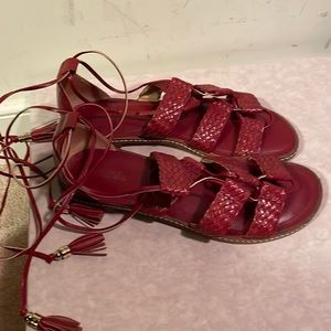 Lace up red sandals